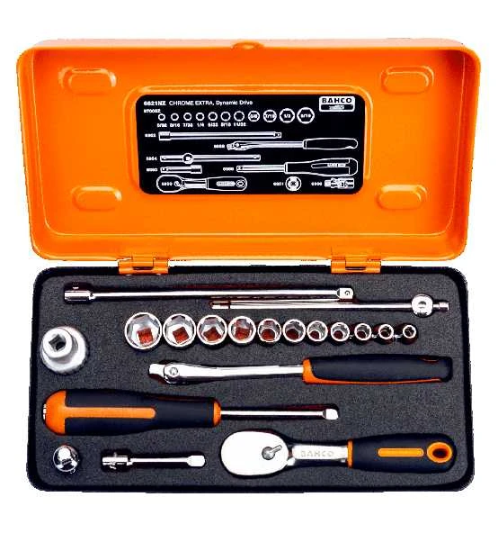 Bahco 1/4" Steckschlüssel-Satz, Sechskantprofil, Zoll Und Birnenförmiger Umschaltknarre/Gelenkgriff -19-tlg. 3 Bahco 1/4" Steckschlüssel-Satz, Sechskantprofil, Zoll Und Birnenförmiger Umschaltknarre/Gelenkgriff -19-tlg. – Bild 3