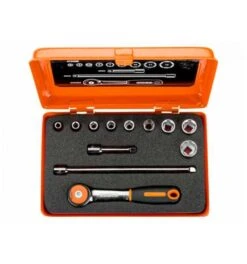 Bahco 1/4" Steckschlüssel-Satz, Metrisch, Sechskantprofil, Inklusive Umschaltknarre Mit Rundem Kopf - 12-tlg. -Heimwerkzeuge steckschluesselgarnitur bahco 969932 czm