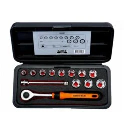 Bahco 3/8" Steckschlüssel-Satz, Metrisch, Sechskantprofil, Inklusive Umschaltknarre Mit Rundem Kopf - 13-tlg. -Heimwerkzeuge steckschluesselgarnitur bahco 970132 czm
