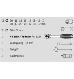 Projahn 1/2" Steckschlüssel Satz 22-tlg. proficraft, 48 Zahn Knarre 6 Projahn 1/2" Steckschlüssel Satz 22-tlg. proficraft, 48 Zahn Knarre -Heimwerkzeuge steckschluesselgarnitur projahn 953618 czm