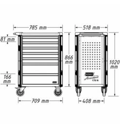 Hazet Werkstattwagen Assistent, Schubladen, Flach: 8 x 81 x 522 x 398 Mm, Anzahl Werkzeuge: 244, Art.Nr. 179NX-8/244 -Heimwerkzeuge werkstattwagen bestueckt 763217 czm