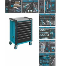 Hazet Werkstattwagen Assistent, Schubladen, Flach: 8 x 81 x 522 x 398 Mm, Anzahl Werkzeuge: 244, Art.Nr. 179NX-8/244