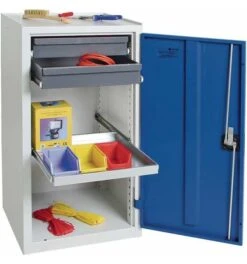 Stumpf Werkzeug-/Beistellschrank H1000xB500xT500mm 2Schubladen,1 BD Grau/blau